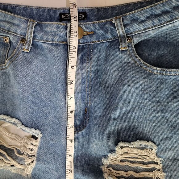 Nasty Gal Womens Size 10 Girl Talk Distressed Shredded Mom Jeans Light Wash - Picture 9 of 10
